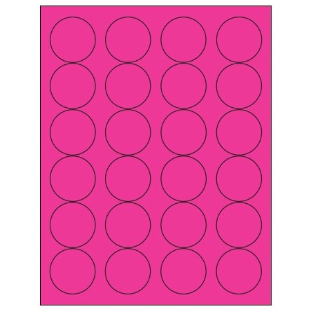 Bsc Preferred 1 2/3'' Fluorescent Pink Circle Laser Labels, 2400PK BUY00015921
